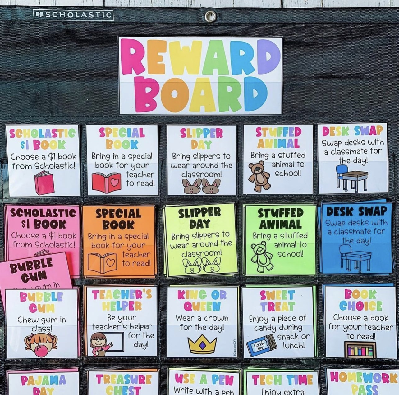 Display reward coupons in a pocket chart!