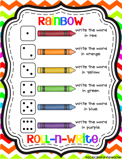 Rainbow Roll-N-Write {Freebie}
