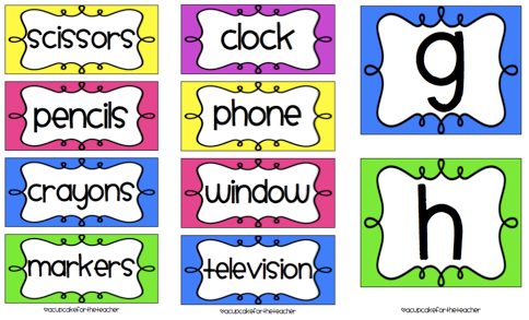 Classroom Labels Starter Kit! and Picture Directions {Freebie}